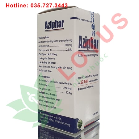Thuốc Aziphar 200mg/5ml bột pha hỗn dịch điều trị nhiễm khuẩn đường hô hấp