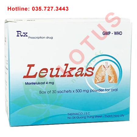Thuốc Leukas 4mg hộp 30 gói phòng và điều trị viêm mũi dị ứng