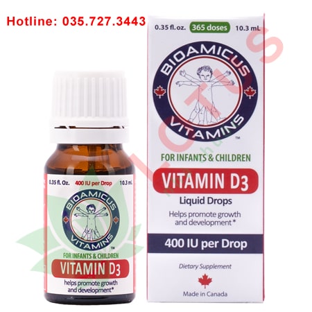 Bioamicus Vitamin D3 tăng cường hấp thu canxi cho trẻ nhỏ